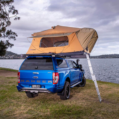 ARB FLINDERS Rooftop Tent 55"x96"x48" Sleeps 2 - Poly/Cotton Canvas Soft Shell Includes Ladder and Mattress