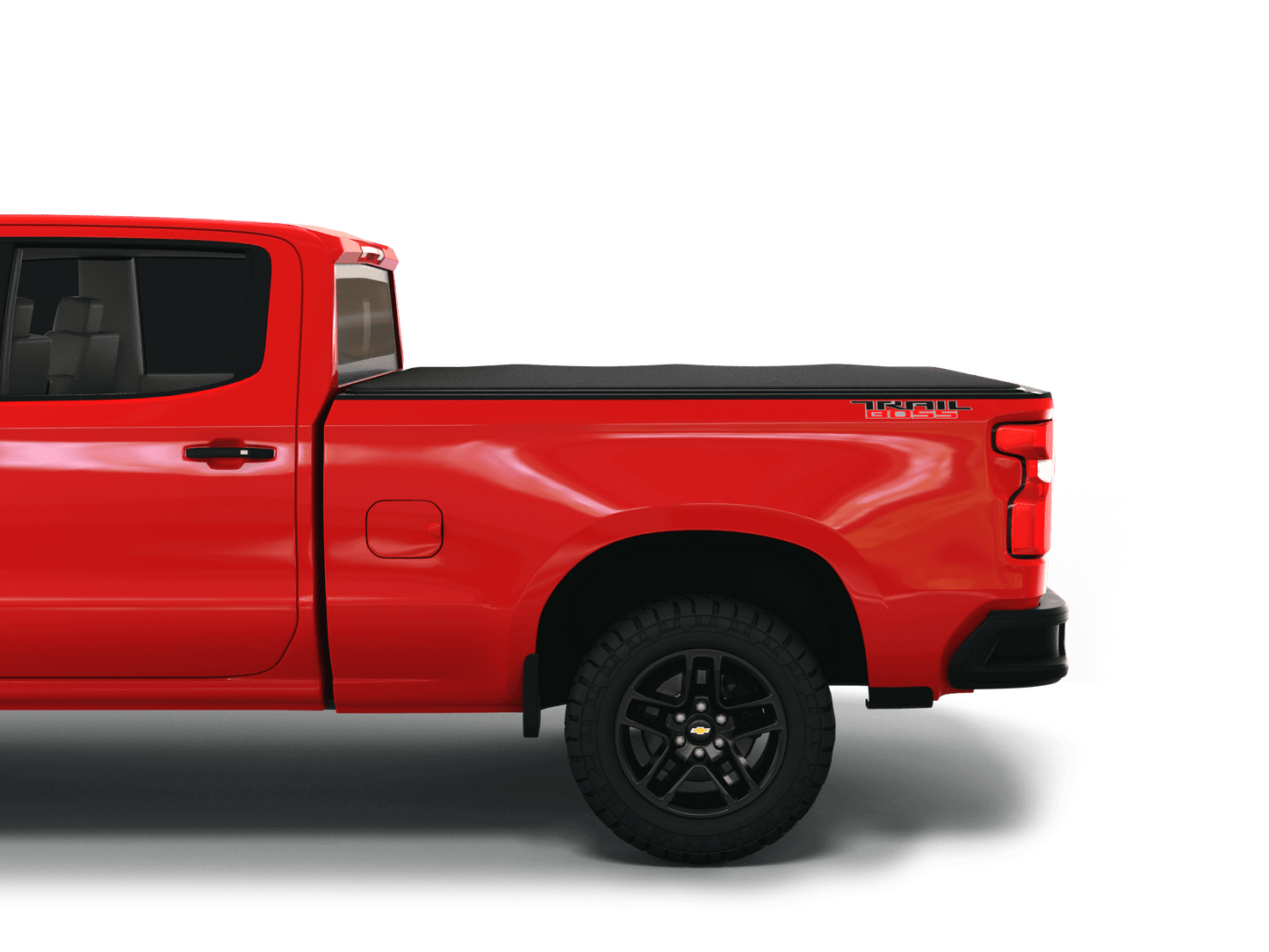 Red Chevrolet Silverado 2500HD / 3500 HD / GMC Sierra 2500HD / 3500HD with Sawtooth Stretch expandable tonneau cover laying flat