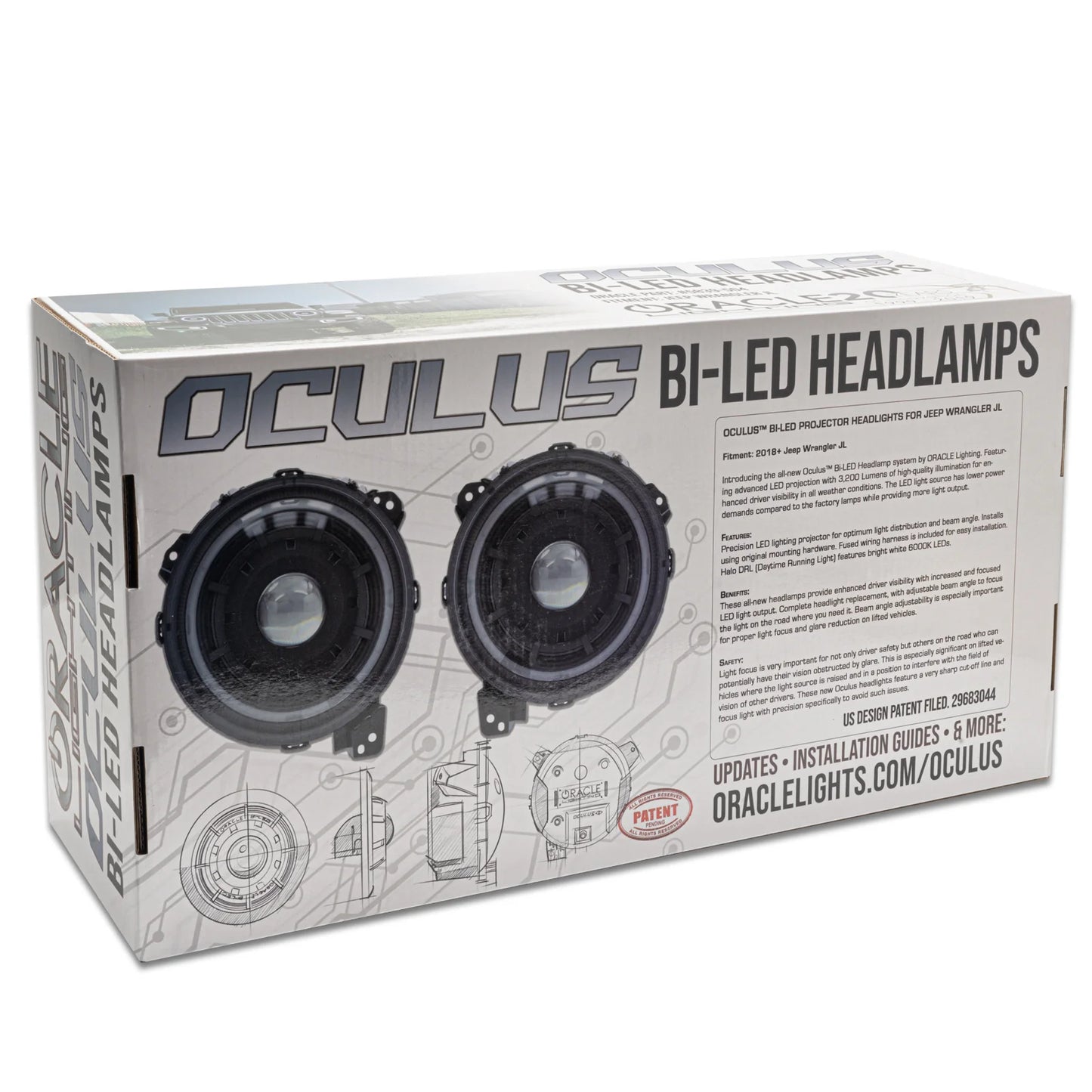 Oculus™ Bi-LED Projector Headlights with DRL, 36W, 4800 Lumens, 5500K, Graphite Metallic, DOT/SAE Certified, Set of 2