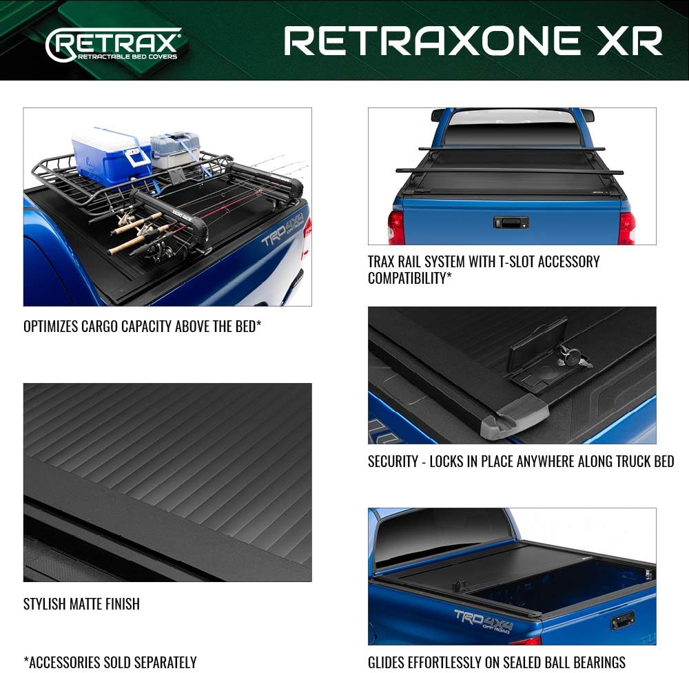 Retrax Hard Power Retractable Tonneau Cover Matte Black 5.7 Ft Fits 2015-20 Ford F-150