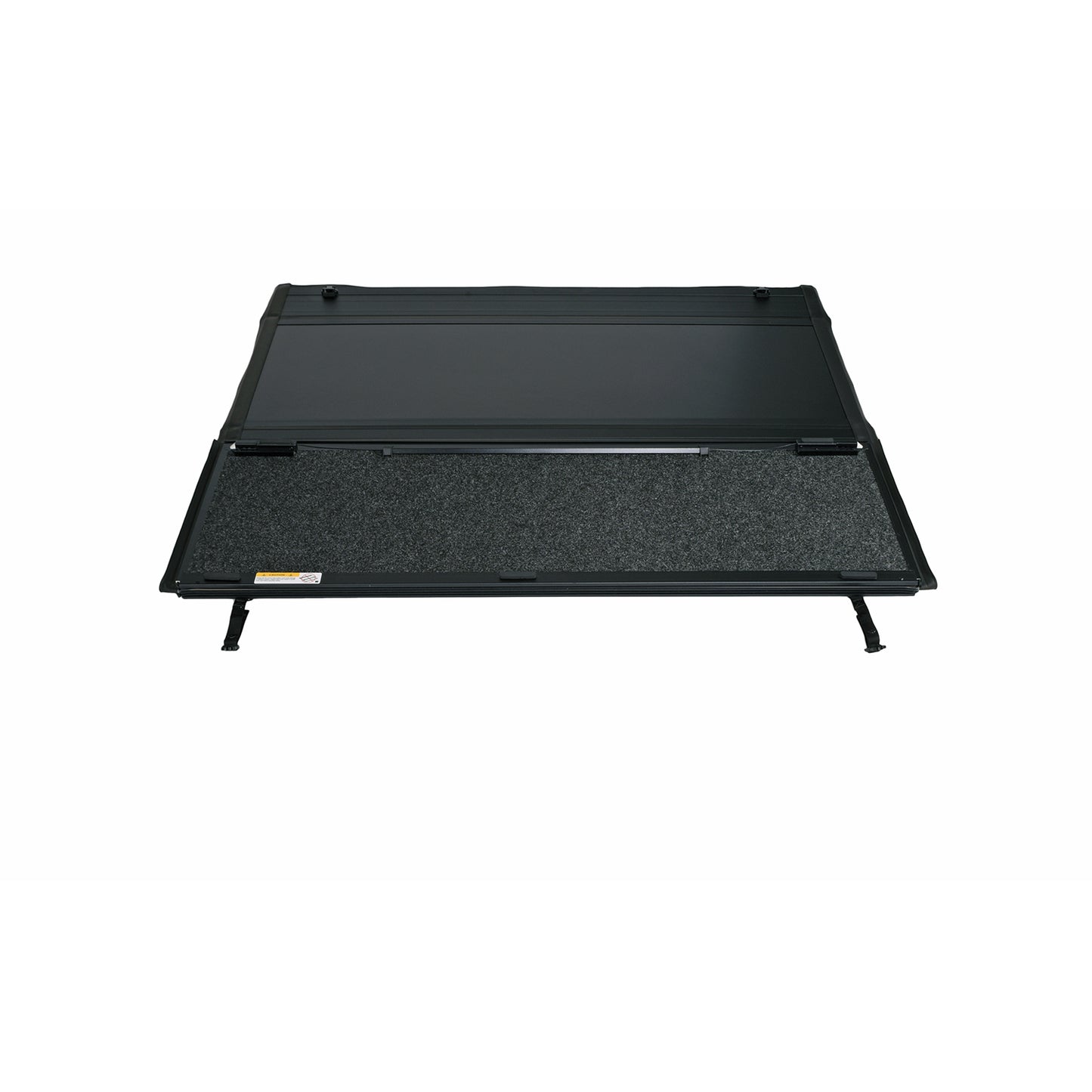 TFX Premium Tri-Fold Tonneau Cover - Hard, Lockable, Black Aluminum, Carpeted Underside