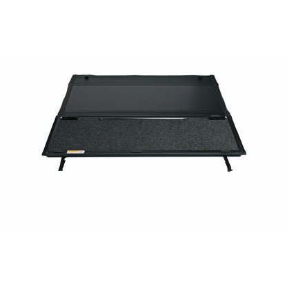 Premium Tri-Fold Tonneau Cover - Hard, 3 Panels, Lockable, Black Aluminum, Carpeted Underside