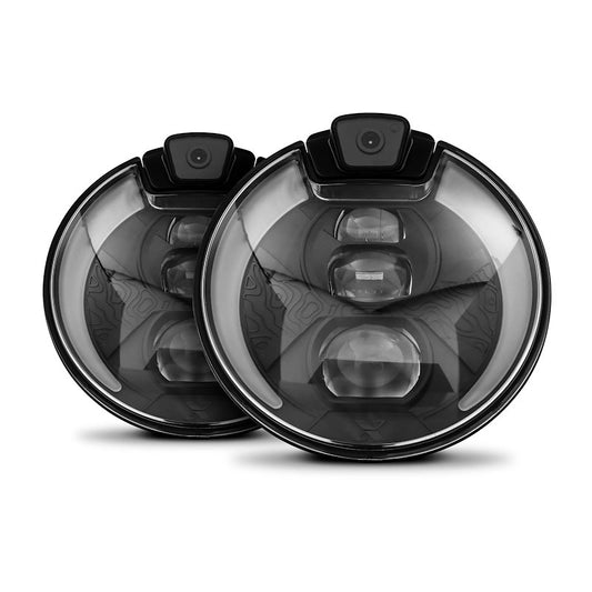 App-Connected 7" Headlight with Integrated 4K UHD & 1080P Cameras.