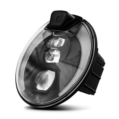 App-Connected 7" Headlight with Integrated 4K UHD & 1080P Cameras.