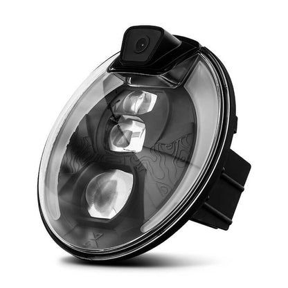 App-Connected 7" Headlight with Integrated 4K UHD & 1080P Cameras.