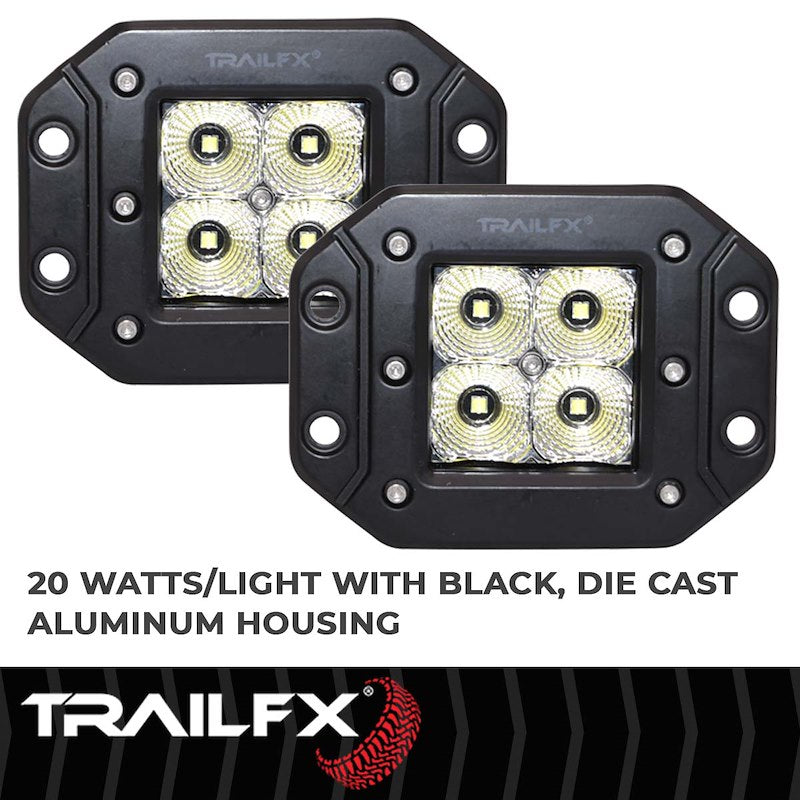 TFX 3" LED Fog Lights; 20W, 1920 Lumens; 90° Flood Beam; IP67 Rated; Set of 2.