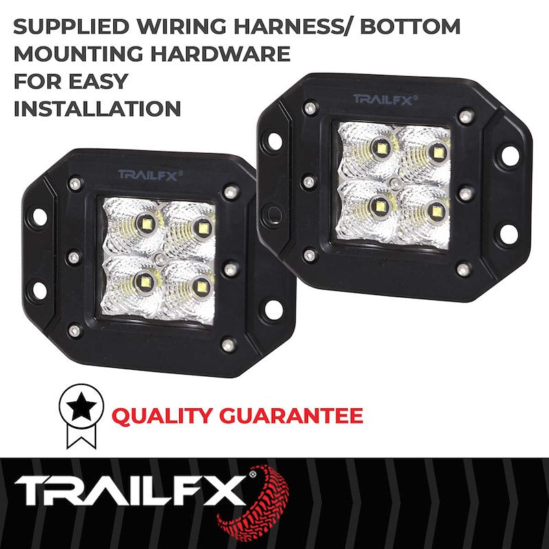 TFX 3" LED Fog Lights; 20W, 1920 Lumens; 90° Flood Beam; IP67 Rated; Set of 2.