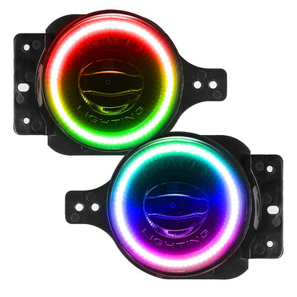 Round LED Driving/Fog Lights, 20W, ColorSHIFT Halo (No Controller), 3000 Lumens, Black Housing, Bolt Mount, Set of 2, Includes Plug-and-Play Adapters