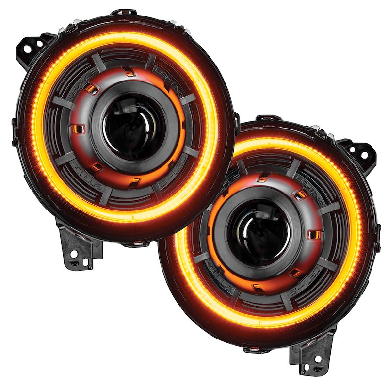 Oculus™ LED Headlights, Projector Beam with DRL, 36W, Black Housing, ColorSHIFT, DOT/SAE, Set of 2, 4800 Lumens, 5500K