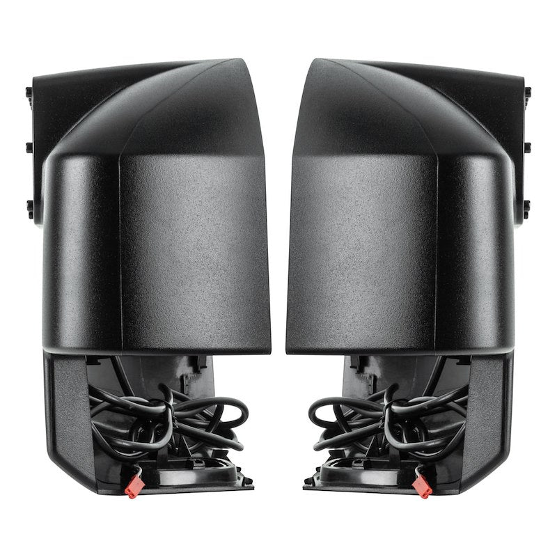 Black Exterior Mirror Covers, Full Polycarbonate, Set of 2, with Integrated 24 Cree LEDs, 2250 Lumens, 45° Beam Angle for Peripheral Illumination