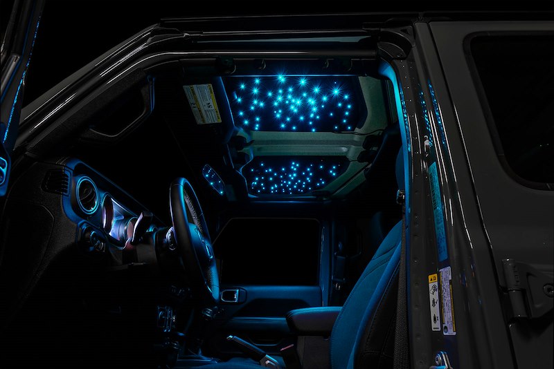 Headliner; StarLINER; Black; 2 Inch Thick Dense Foam; With RGB Remote Control/ Mounting Hardware/ Wiring Adapter Cables