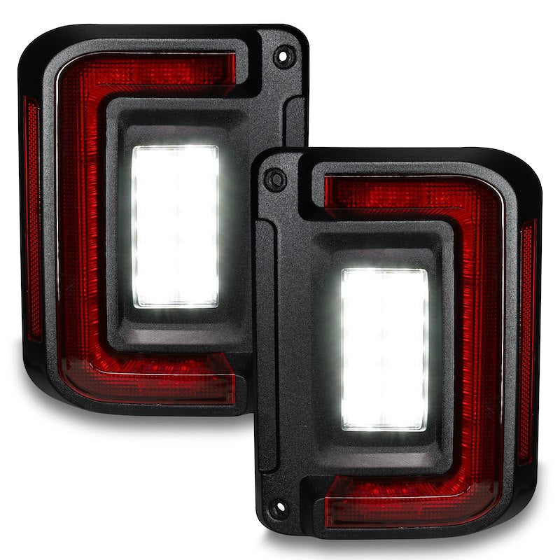 Tail Light Assembly; LED; Clear Lens; Black Housing; White/ Amber Bulb; Flush Mount; Set Of 2