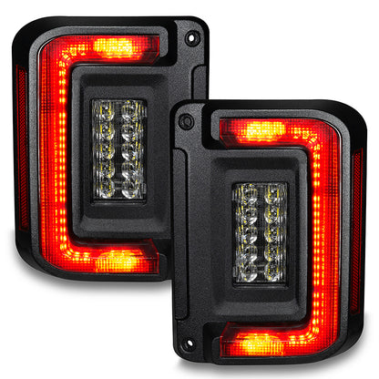 Tail Light Assembly; LED; Clear Lens; Black Housing; White/ Amber Bulb; Flush Mount; Set Of 2