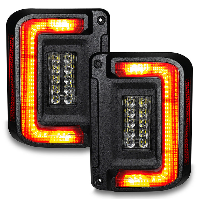 Tail Light Assembly; LED; Clear Lens; Black Housing; White/ Amber Bulb; Flush Mount; Set Of 2