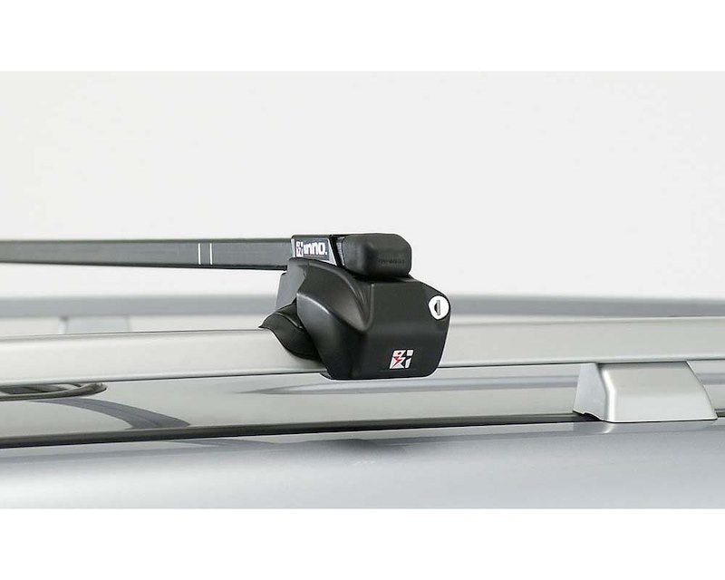 Square Base Roof Rack Kit, for Raised Side Rails, Black, 110 lb Capacity, Set of 4 with Straps and Locks.