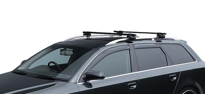 Square Base Roof Rack Kit, for Raised Side Rails, Black, 110 lb Capacity, Set of 4 with Straps and Locks.