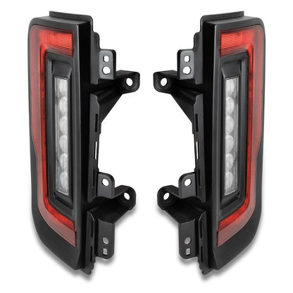 LED Tail Lights, Clear Lens, Black Housing, White Light Bar with Red Bulb, Flush Mount, Set of 2