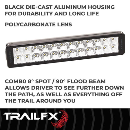 TFX 12" LED Light Bar – 72W, Combo Beam, 10800 Lumens, Black Housing with Wiring & Mounting Brackets