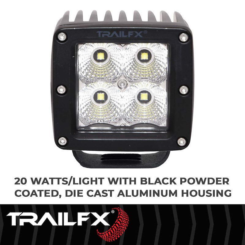 TFX 3" LED Fog Light; 20W, 1920 Lumens; 90° Flood Beam; IP67 Rated; Includes Wiring Harness.