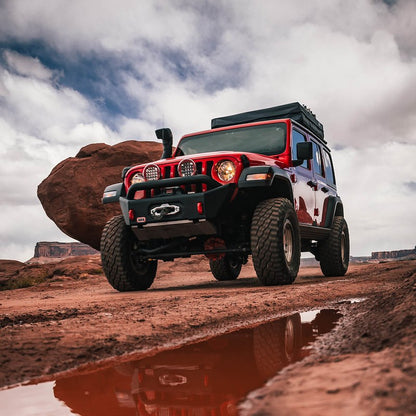 ARB Stubby Bar Off-Road Front Bumper Fits 2024-2025 Jeep Gladiator - Black Steel, Winch, Fog Light & Antenna Mounts (1 pc)