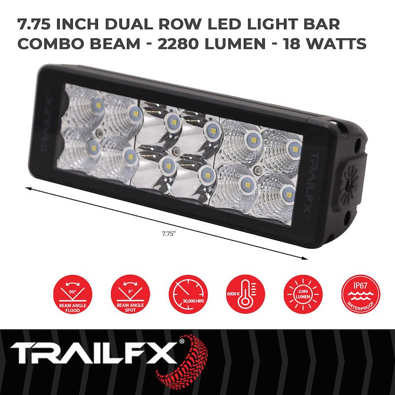 TFX 6" LED Light Bar – 18W, 2280 Lumens, Flood & Spot Beam, Black Housing with Wiring & Mounting Brackets