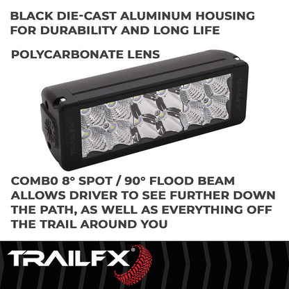 TFX 6" LED Light Bar – 18W, 2280 Lumens, Flood & Spot Beam, Black Housing with Wiring & Mounting Brackets