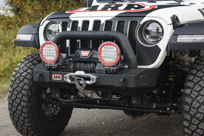 ARB Stubby Bar Off-Road Front Bumper Fits 2024-2025 Jeep Gladiator - Black Steel, Winch-Ready with D-Ring & Antenna Mount (1 pc)