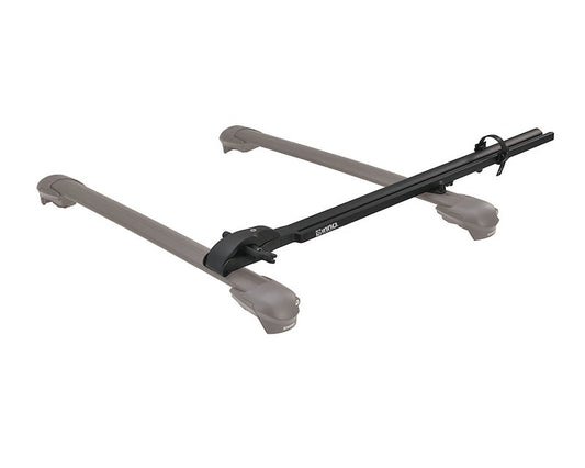 T-Slot Roof Rack Bike Mount, 1-Bike, 50 lb Capacity, Fork Mount, Lock, Black, with Quick Release Handle.