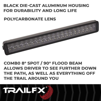 TFX 20" LED Light Bar – 200W, Combo Beam, 15400 Lumens, Black Housing with Wiring & Mounting Brackets