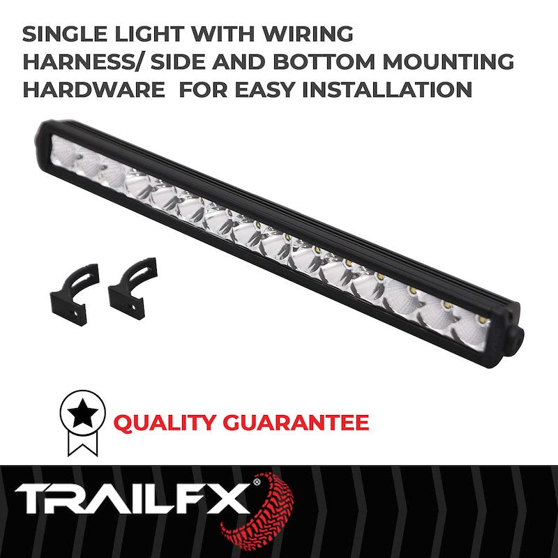 TFX 20" LED Light Bar – 75W, 9000 Raw Lumens, 6567 Effective Lumens, Spot & Flood Beam, Black Housing with Wiring & Mounting Brackets