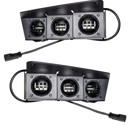 90W LED Fog Lights, Rectangular, 6000 Lumens, Clear Lens, White, with Wiring Harness, Switch, Splitters, and Hardware