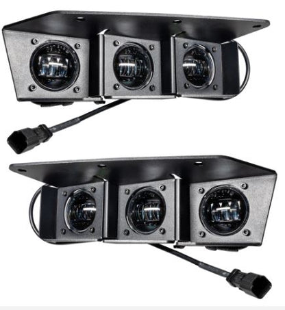 90W LED Fog Lights, Rectangular, 6000 Lumens, Clear Lens, White, with Wiring Harness, Switch, Splitters, and Hardware