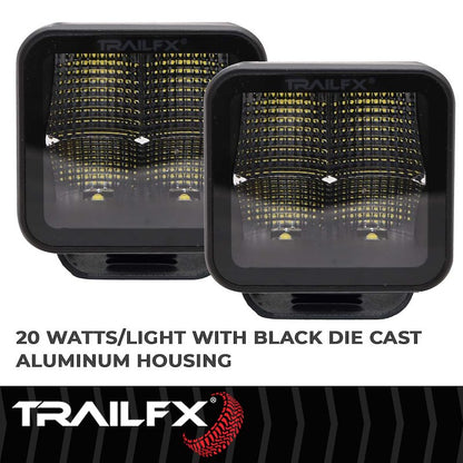 TFX 3" LED Light; 20W, 2400 Lumens; 90° Flood Beam; IP67 Rated; 30,000 Hours; Set of 2.