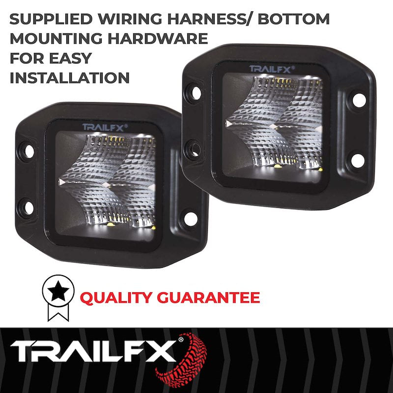 TFX 3" Flush Mount LED Lights; 20W, 2400 Lumens; 90° Flood Beam; IP67 Rated; Set of 2.