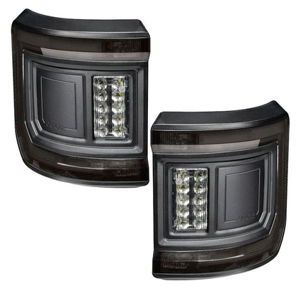 LED Tail Light Set, Tinted Lens, Black Housing, Flush Mount, 10 High-Power Reverse LEDs, Clear Bulb