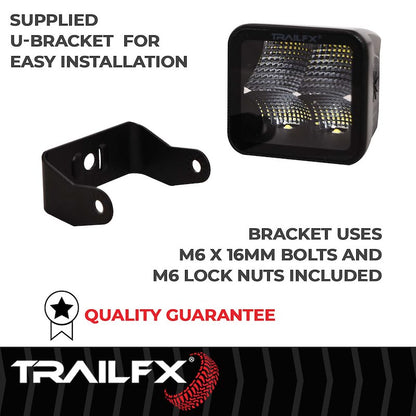 TFX 3" Cube LED Light; 20W, 2400 Lumens; 90° Flood Beam; IP67 Rated; Single Light with Wiring Harness.