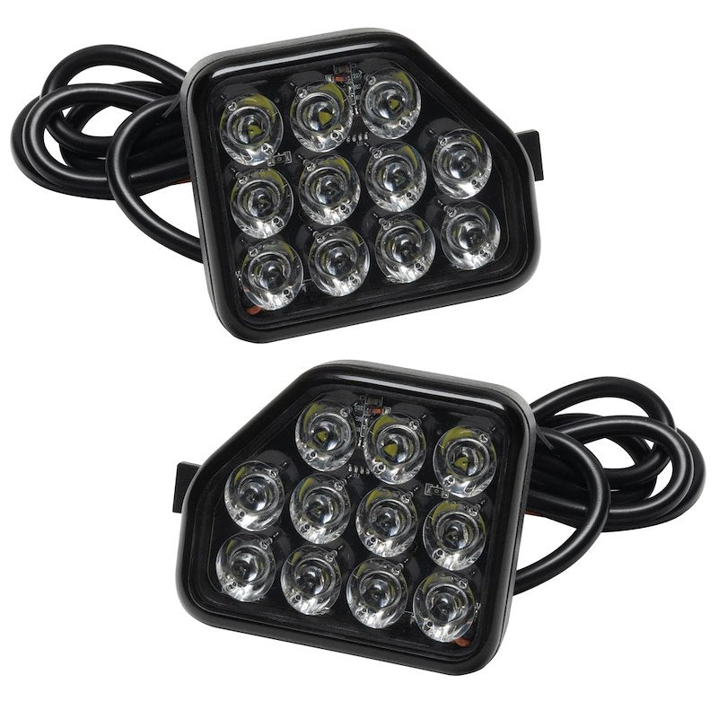 LED Backup Lights, Bumper Mount, 11W, 1000 Lumens, Clear Bulb, Black Housing, Set of 2