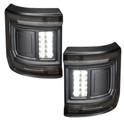 LED Tail Light Set, Tinted Lens, Black Housing, Flush Mount, 10 High-Power Reverse LEDs, Clear Bulb