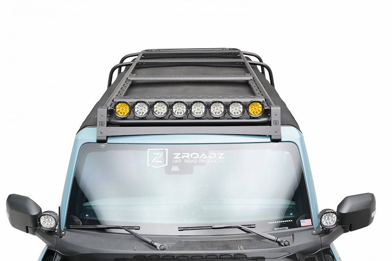 ZROADZ 4-Inch Amber LED Kit for Bronco Roof Racks, Includes 8 Amber Lights & Universal Harness.