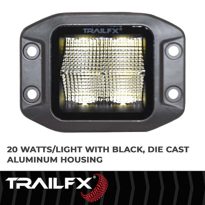 TFX 3" Flush Mount LED Light; 20W, 2400 Lumens; 90° Flood Beam; IP67 Rated; Includes Wiring Harness.