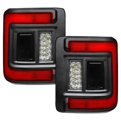 LED Tail Lights, Clear Lens, Black Housing, White/Red/Amber Bulbs, Flush Mount, Set of 2