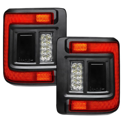 LED Tail Lights, Clear Lens, Black Housing, White/Red/Amber Bulbs, Flush Mount, Set of 2