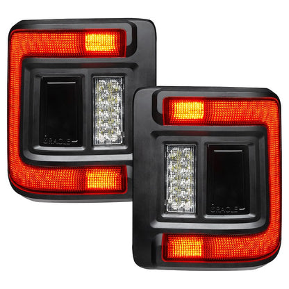 LED Tail Lights, Clear Lens, Black Housing, White/Red/Amber Bulbs, Flush Mount, Set of 2