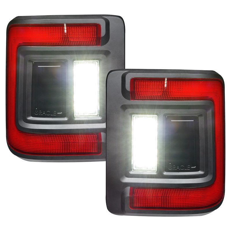 LED Tail Lights, Clear Lens, Black Housing, White/Red/Amber Bulbs, Flush Mount, Set of 2