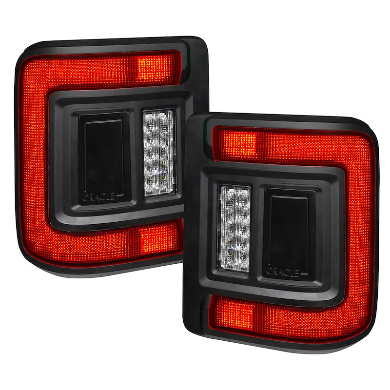 LED Tail Lights, Clear Lens, Black Housing, White/Red/Amber Bulbs, Flush Mount, Set of 2