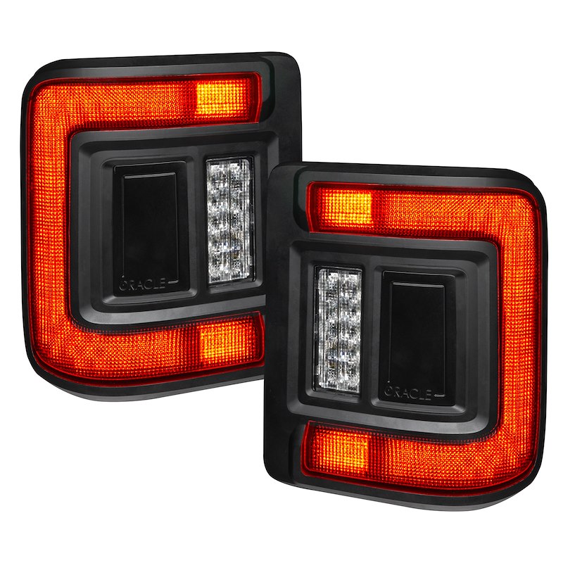 LED Tail Lights, Clear Lens, Black Housing, White/Red/Amber Bulbs, Flush Mount, Set of 2