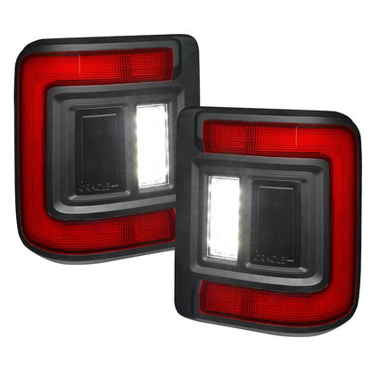 LED Tail Lights, Clear Lens, Black Housing, White/Red/Amber Bulbs, Flush Mount, Set of 2