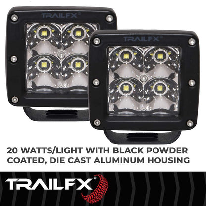 TFX 3" LED Fog Light; 20W, 1920 Lumens; 8° Spot Beam; IP67 Rated; Includes Wiring Harness, Set of 2.