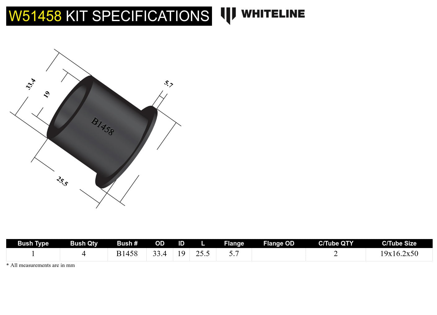 Whiteline Front Control Arm Lower Inner Front Bushing – Enhanced Stability & Steering Precision