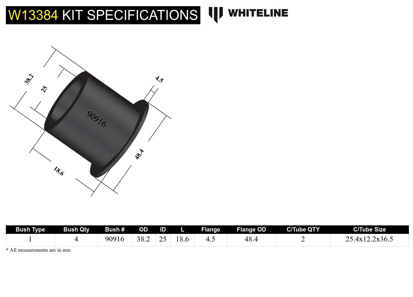 Whiteline Front Steering Rack and Pinion Mount Bushing